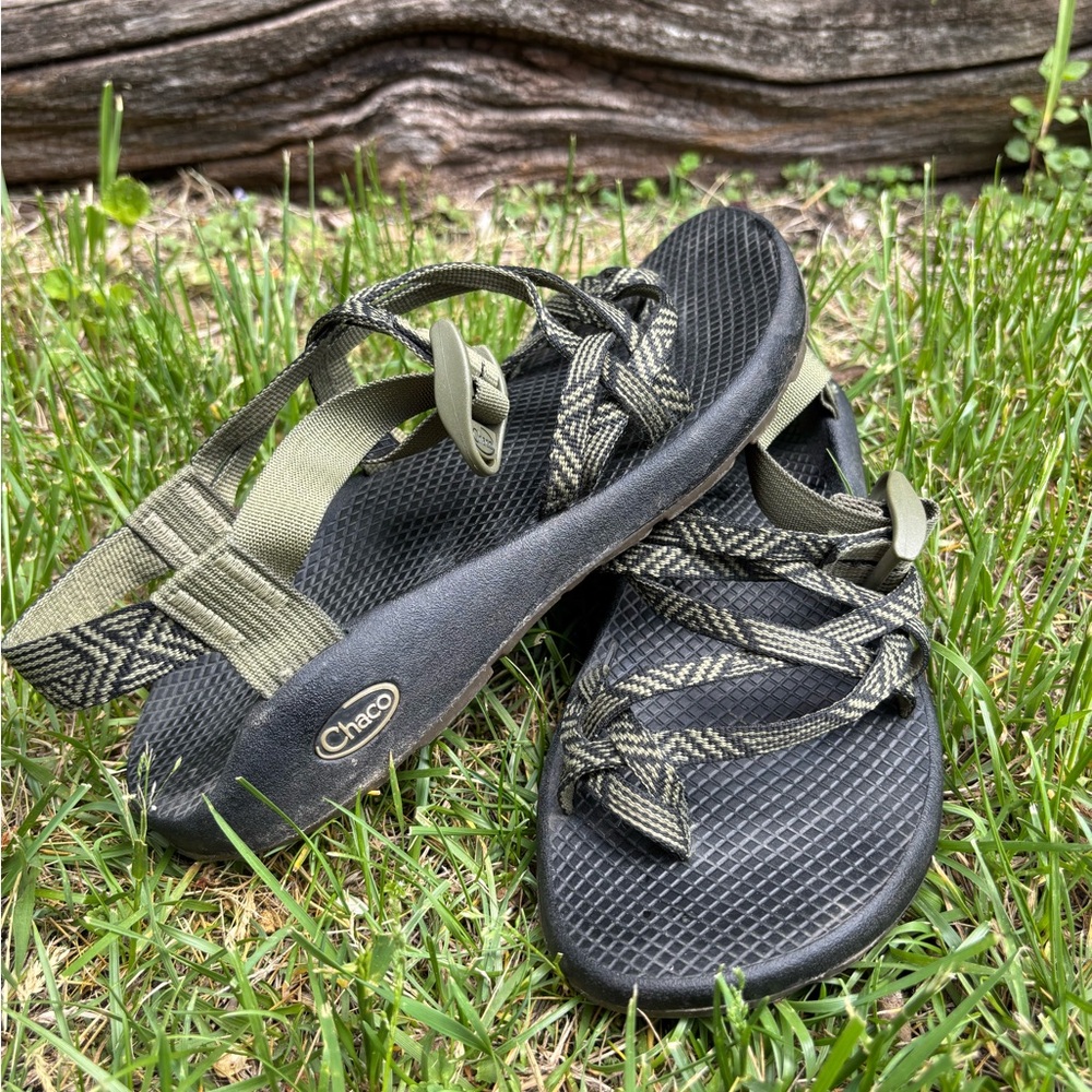 Chaco Black and Green Sandals